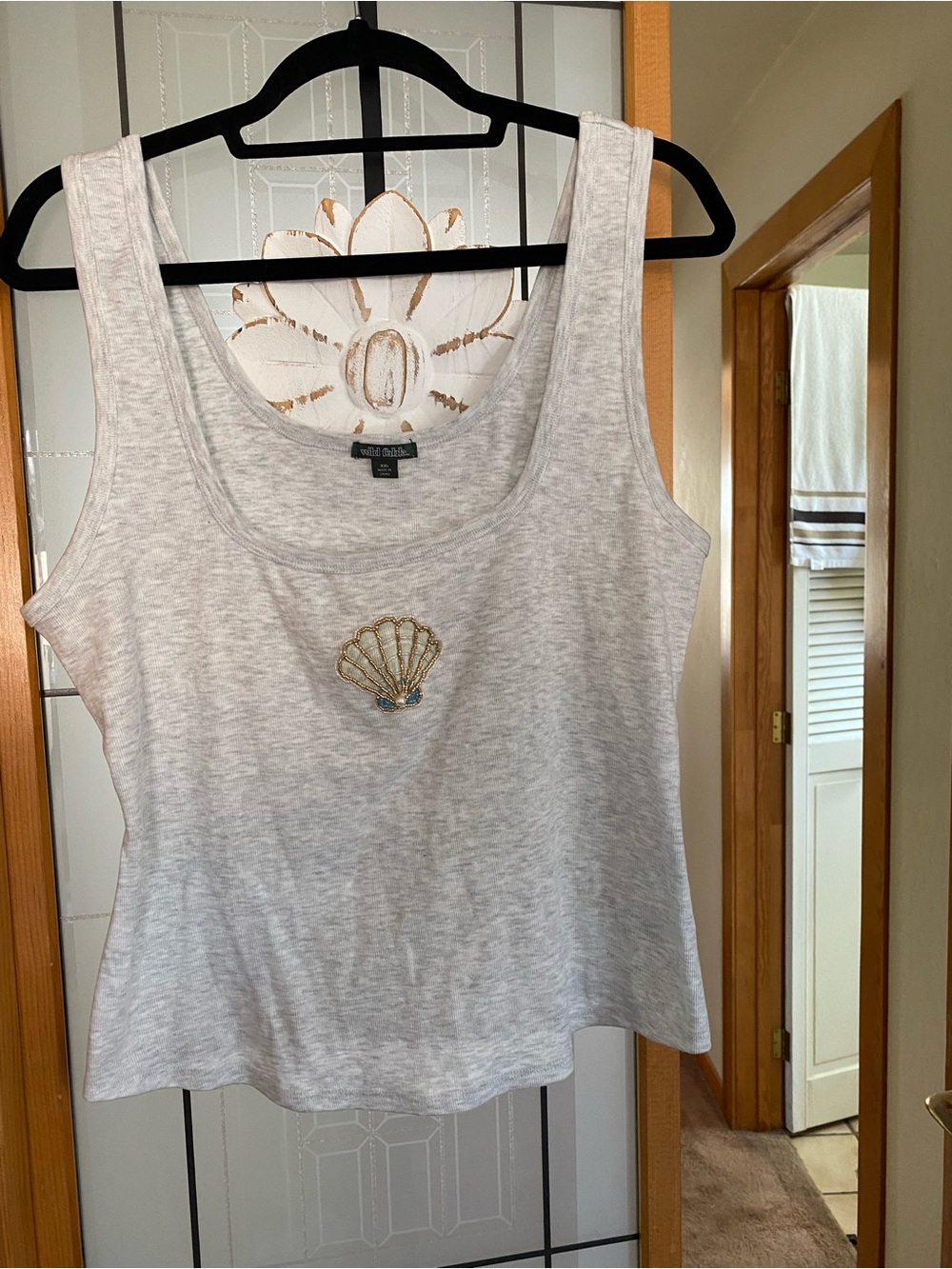 wild fable Light Gray Shell Embellished Tank